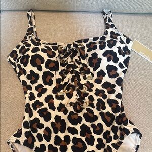 Michael Kors Animal Print Lace-Up Swimsuit
